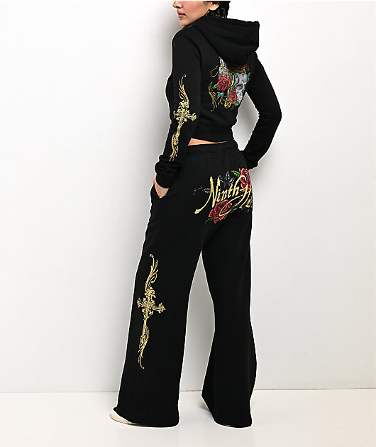 Ninth Hall MTT Black Crop Zip Hoodie