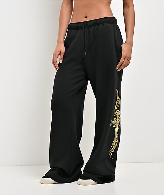 Ninth Hall MTT Black Wide Leg Sweatpants | Zumiez