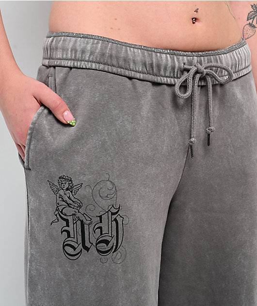Ninth Hall Margo Snake Grey Wash Wide Leg Sweatpants