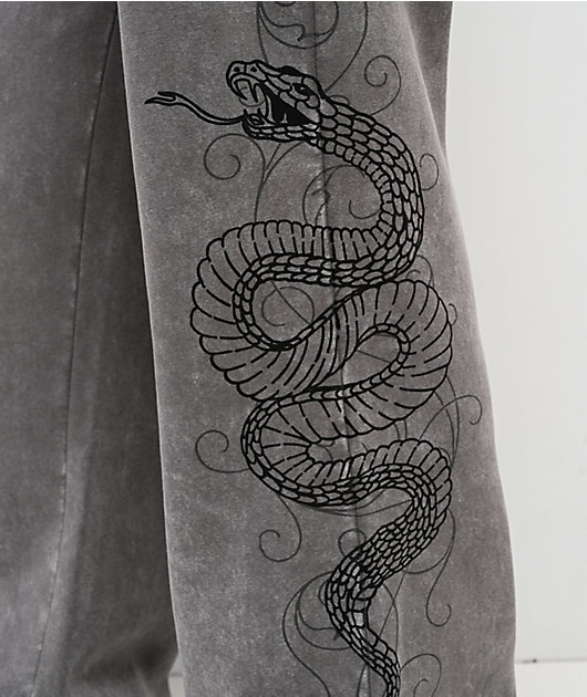 Ninth Hall Margo Snake Grey Wash Wide Leg Sweatpants