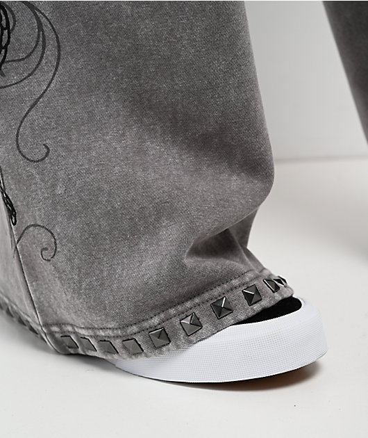 Ninth Hall Margo Snake Grey Wash Wide Leg Sweatpants