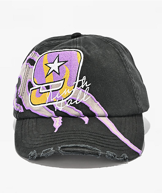 Ninth Hall Miles Distressed Black Strapback Hat