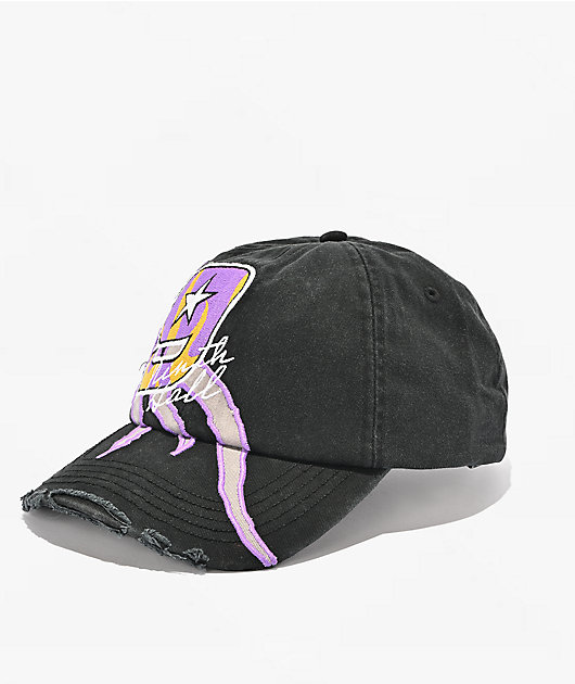 Ninth Hall Miles Distressed Black Strapback Hat