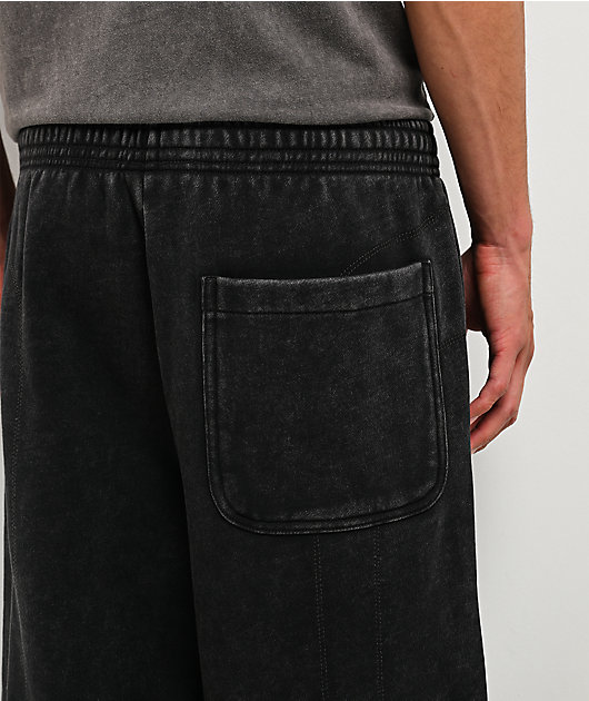 Ninth Hall Moto Seams Black Wash Baggy Sweatpants