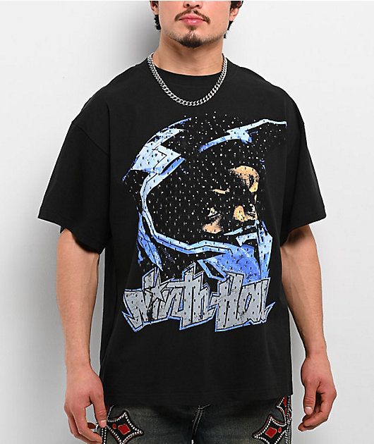 Ninth Hall Moto X Rhinestone Black Boxy T-Shirt | Zumiez