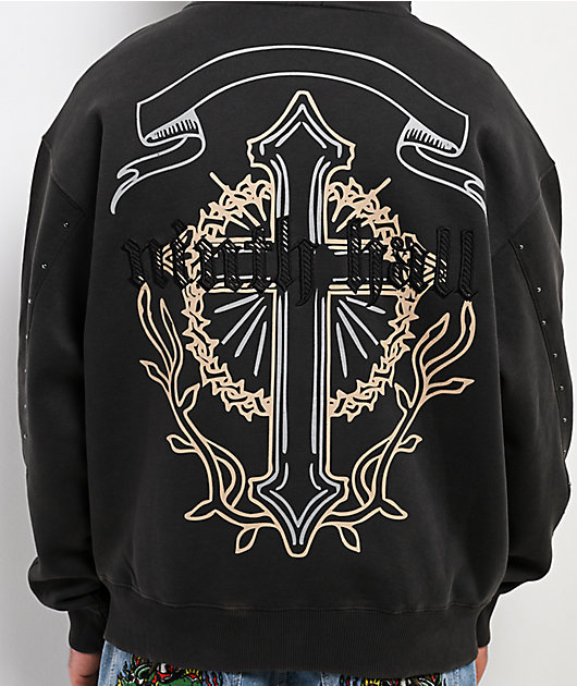 Ninth Hall Nightcrawler Black Wash Zip Hoodie | Zumiez