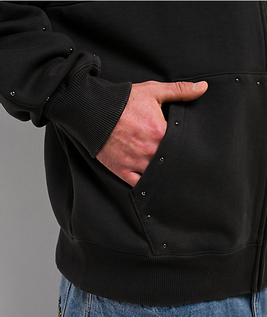 Ninth Hall Nightcrawler Black Wash Zip Hoodie | Zumiez