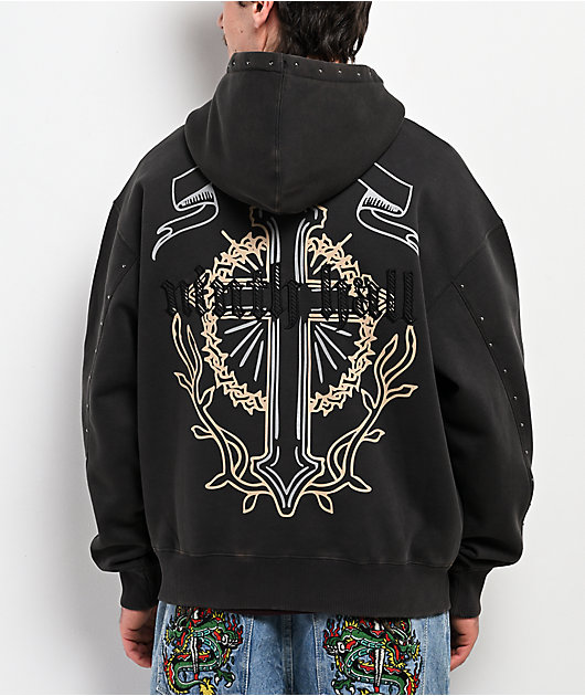 Ninth Hall Nightcrawler Black Wash Zip Hoodie | Zumiez