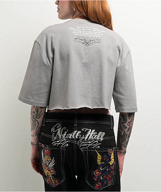 Ninth Hall Olivia Angel Grey Boxy Crop T-Shirt | Zumiez