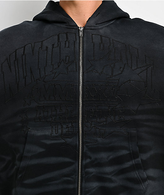 Ninth Hall One Hundred Claws Black Wash Crop Zip Hoodie