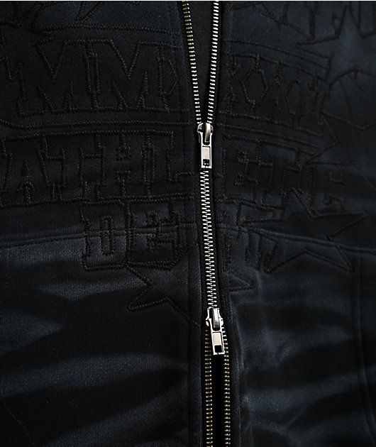 Ninth Hall One Hundred Claws Black Wash Crop Zip Hoodie