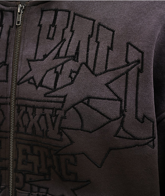 Ninth Hall One Hundred Claws Brown Wash Distressed Crop Hoodie