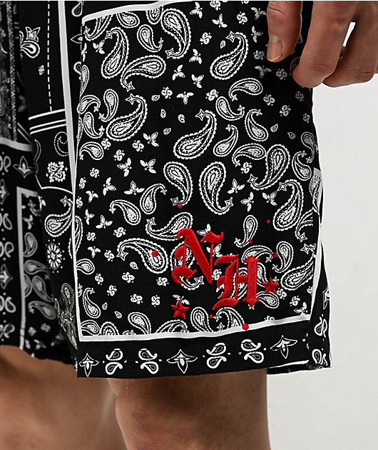 Ninth Hall Paisley Black Rayon Shorts | Zumiez