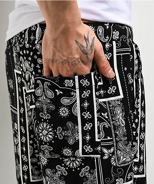 Ninth Hall Paisley Black Rayon Shorts | Zumiez