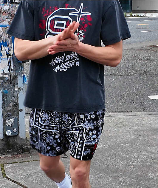 Ninth Hall Paisley Black Rayon Shorts | Zumiez