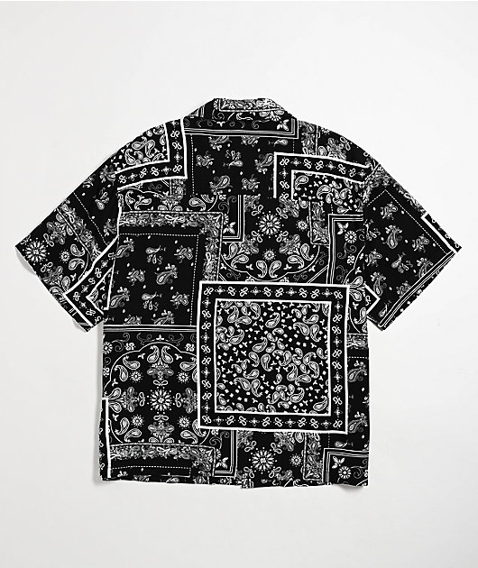 Ninth Hall Paisley Black Short Sleeve Button Up Shirt