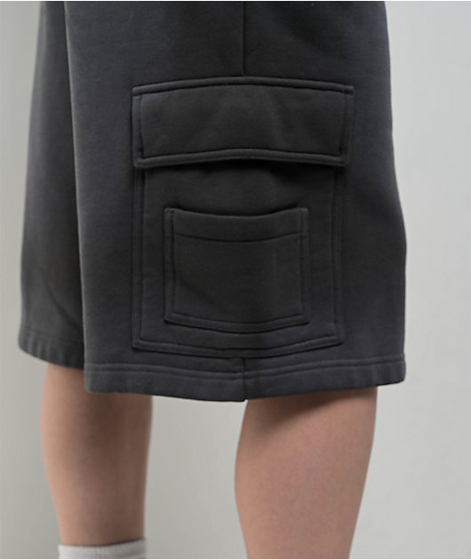 Ninth Hall Payton Charcoal Wash Relaxed Cargo Sweat Shorts