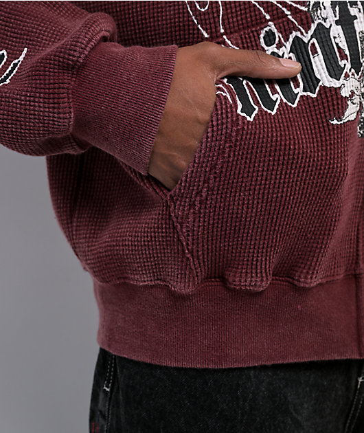 Ninth Hall Pillars Red Thermal Zip Hoodie | Zumiez