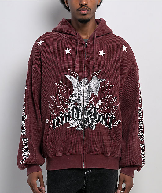 ボトムス hink Ninth Hall Pillars Red Thermal Zip Hoodie | Zumiez