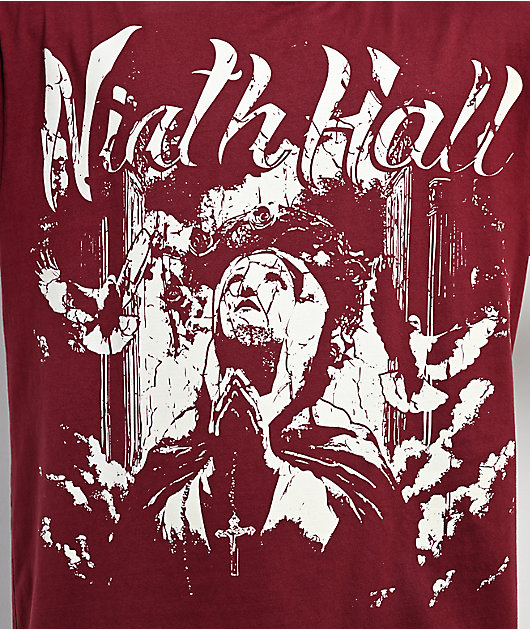 Ninth Hall Prayers Maroon Boxy T-Shirt
