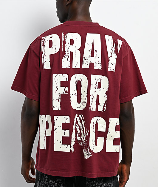 Ninth Hall Prayers Maroon Boxy T-Shirt