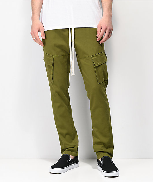 slim khaki cargo pants for men