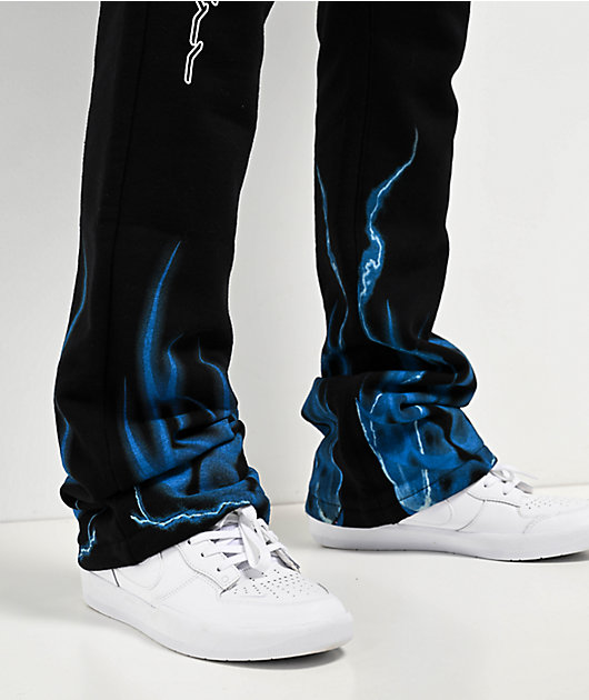 Ninth Hall Race Black Signal Stacked Flare Sweatpants