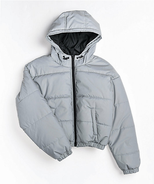 Good For Nothing reflective puffer jacket in silver