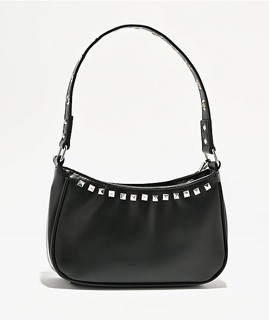 Ninth Hall Rhinestone Heart Black Shoulder Bag