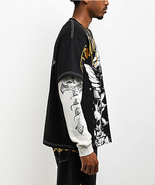 Ninth Hall Ruthless Black & Natural 2fer Long Sleeve T-Shirt | Zumiez