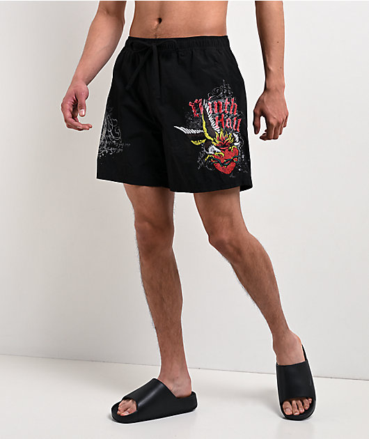 Ninth Hall Sacred Feather Black Board Shorts