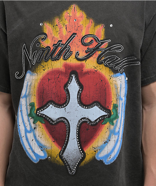 Ninth Hall Sacred Heart Black Wash T-Shirt | Zumiez