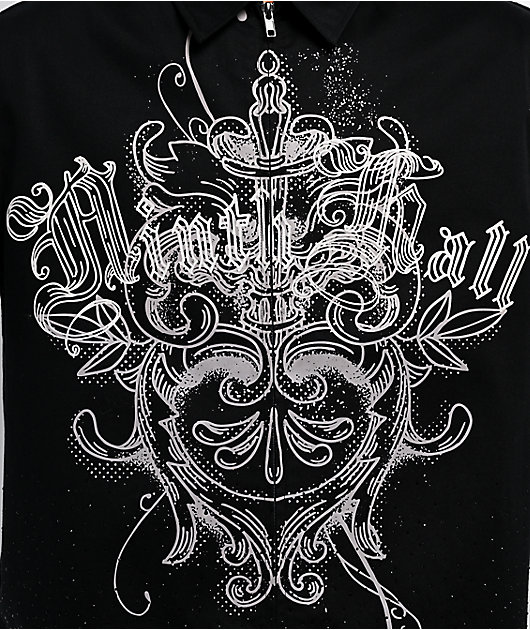 Ninth Hall Salvation Rhinestone Black Boxy Work Shirt