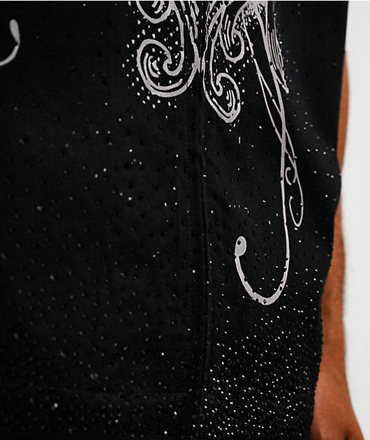 Ninth Hall Salvation Rhinestone Black Boxy Work Shirt