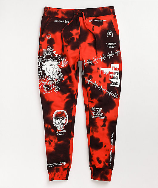 Black and hot sale red joggers