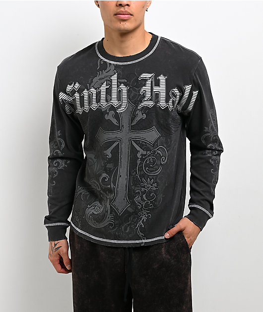 Ninth Hall Second Coming Black Wash Long Sleeve T-Shirt