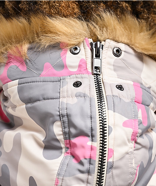Ninth Hall Shayla Pink Camo Crop Zip Jacket