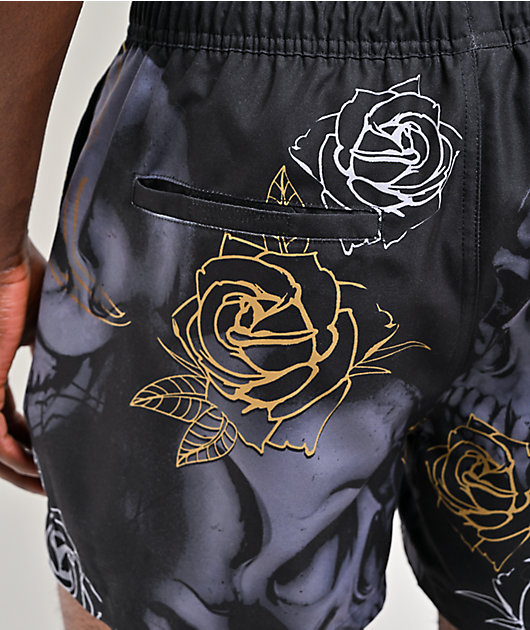 Ninth Hall Skull Crosses Black Board Shorts