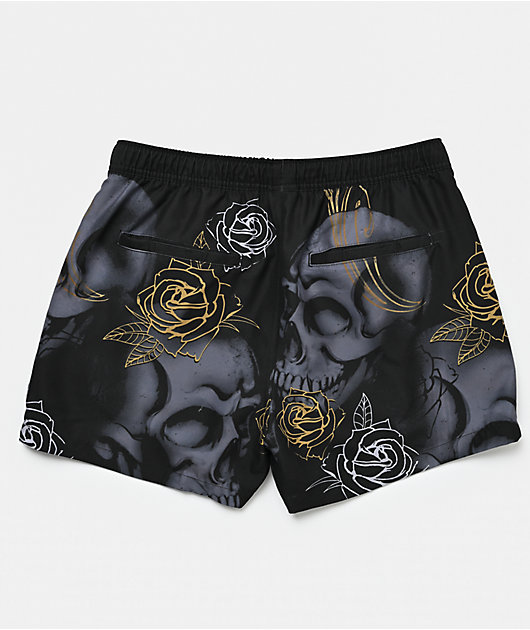 Ninth Hall Skull Crosses Black Board Shorts | Zumiez