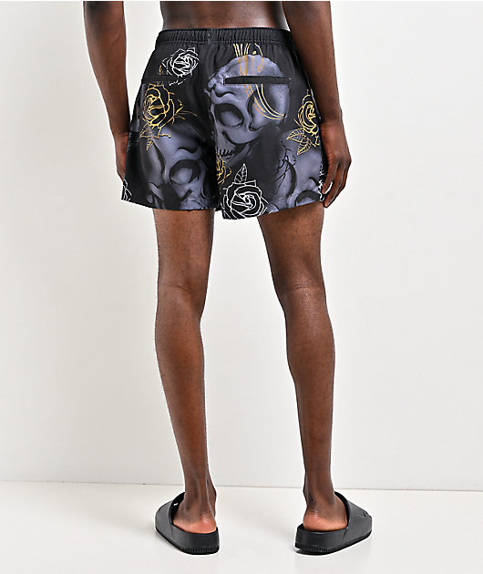 Ninth Hall Skull Crosses Black Board Shorts