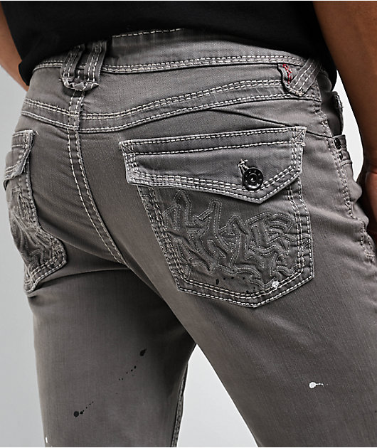 Ninth Hall Stacked Flare Grey Denim Jeans | Zumiez