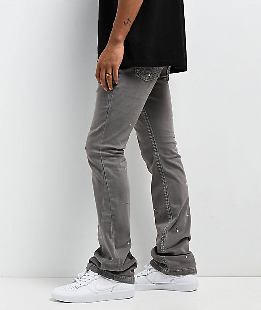 Ninth Hall Stacked Flare Grey Denim Jeans | Zumiez