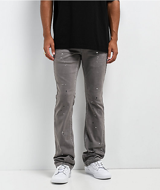 Ninth Hall Stacked Flare Grey Denim Jeans | Zumiez