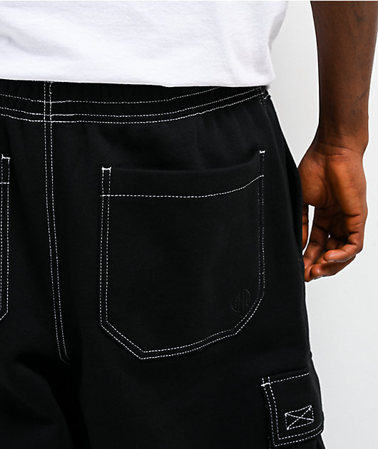Ninth Hall Stash Black Baggy Cargo Sweatpants