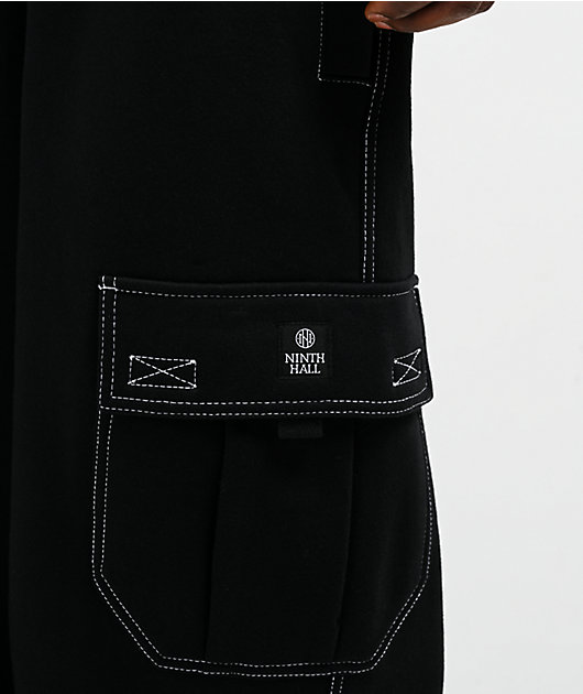 Ninth Hall Stash Black Baggy Cargo Sweatpants