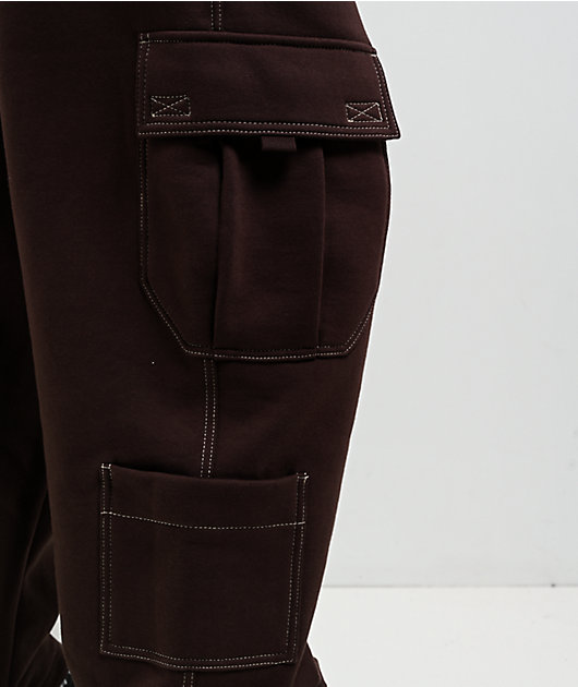 Ninth Hall Stash Brown Baggy Cargo Sweatpants