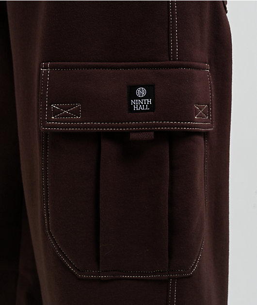 Ninth Hall Stash Brown Baggy Cargo Sweatpants