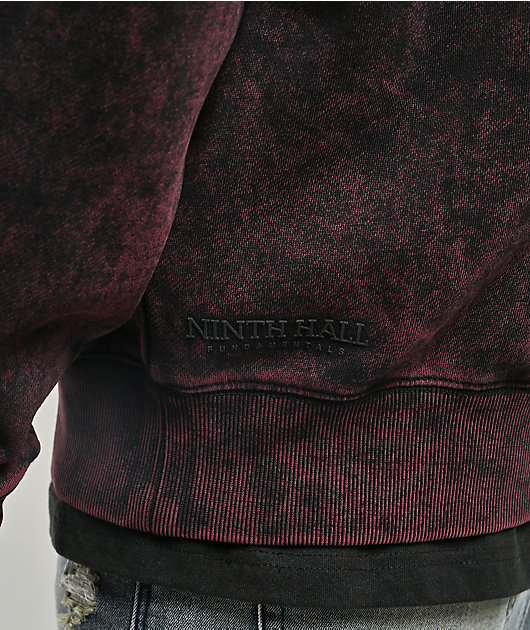 Ninth Hall Static Maroon Wash Zip Hoodie