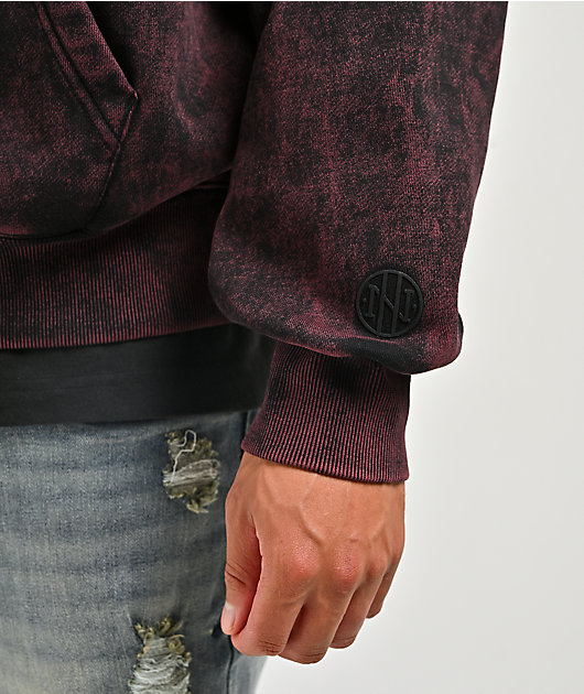 Ninth Hall Static Maroon Wash Zip Hoodie | Zumiez