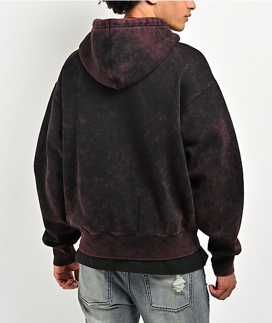 Ninth Hall Static Maroon Wash Zip Hoodie | Zumiez